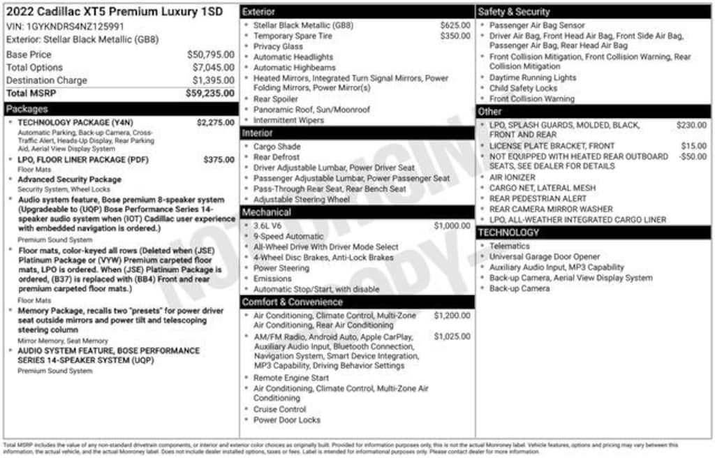 Used 2022 CADILLAC XT5 Premium Luxury SUV