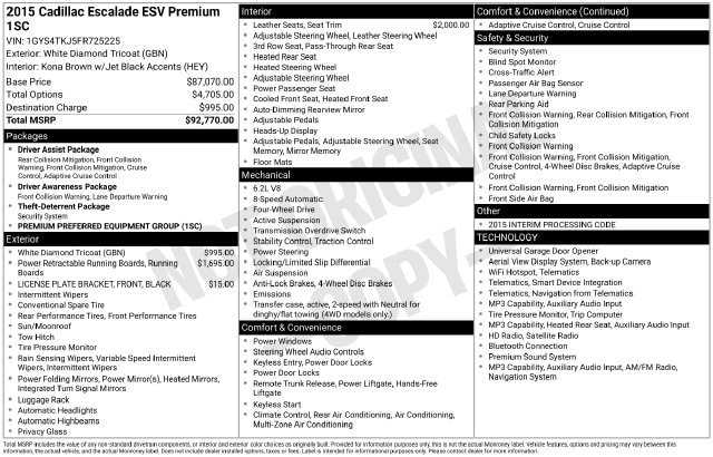 2015 Cadillac Escalade ESV Premium