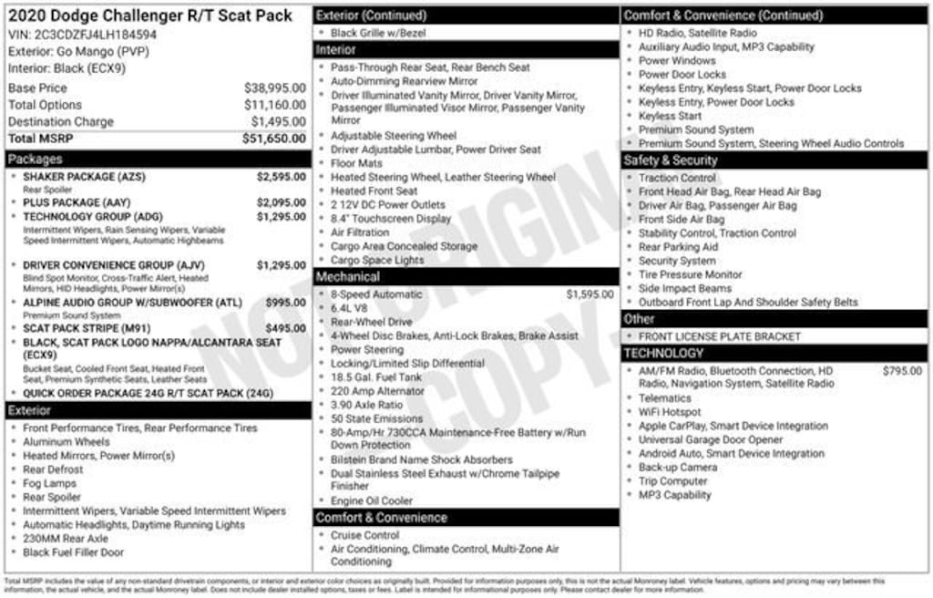 Used 2020 Dodge Challenger R/T Scat Pack
