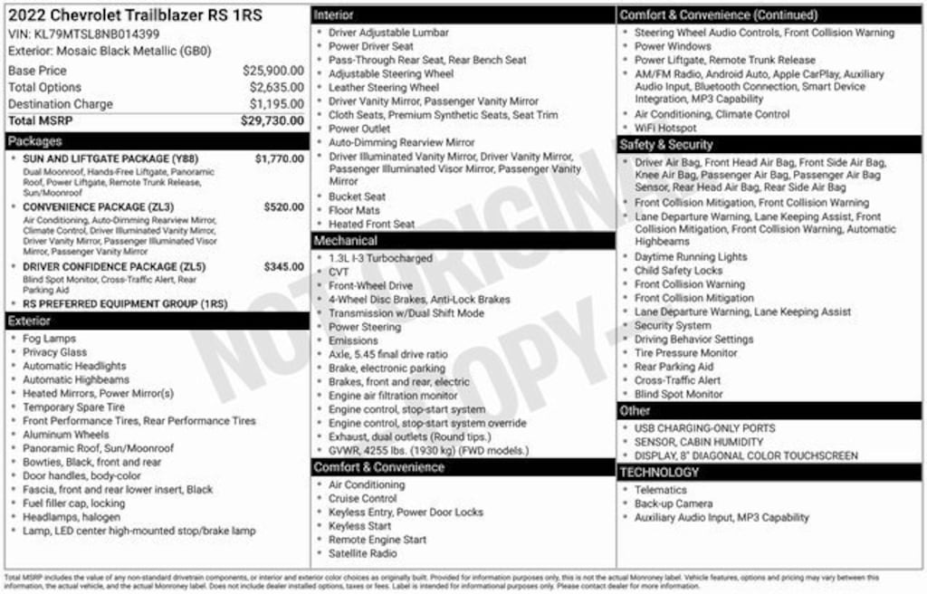 Used 2022 Chevrolet Trailblazer RS SUV