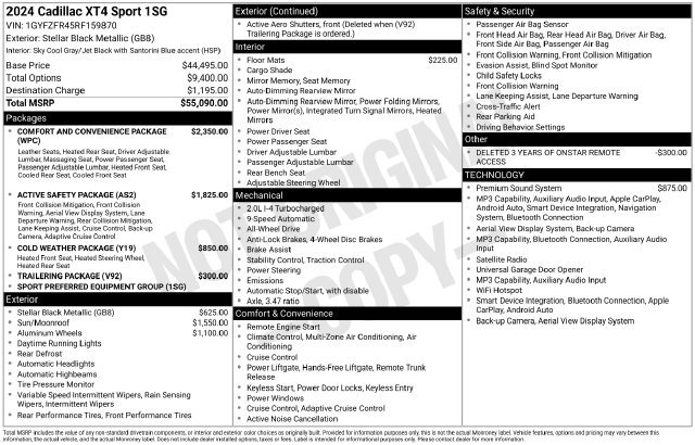 Used 2024 CADILLAC XT4 Sport SUV