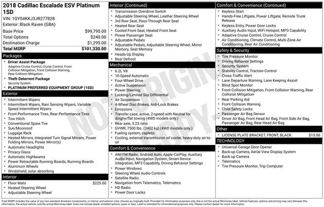 2018 Cadillac Escalade ESV AWD Platinum's photo