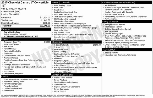 2015 Chevrolet Camaro 1LT's photo