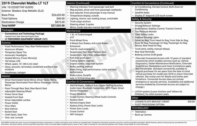 2019 Chevrolet Malibu 1LT