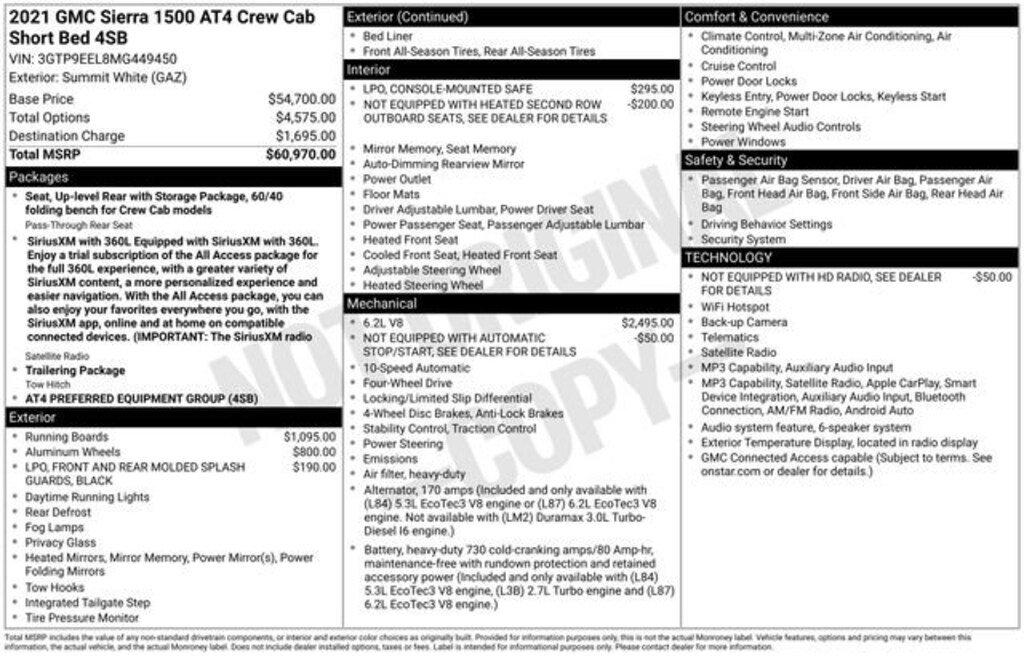 Used 2021 GMC Sierra 1500 AT4 Truck