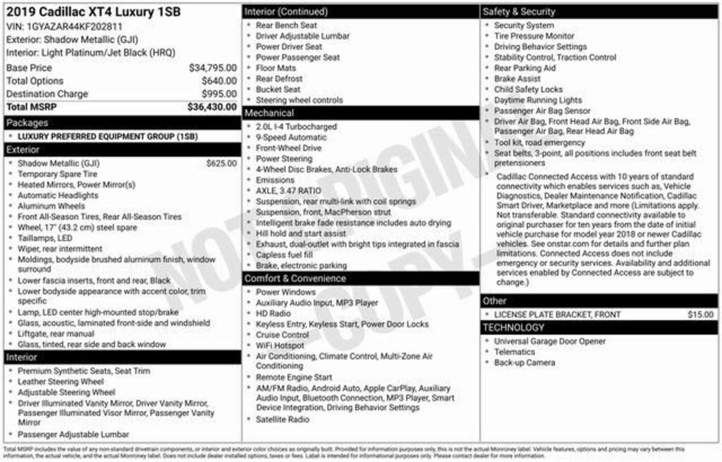 Used 2019 CADILLAC XT4 FWD Luxury SUV