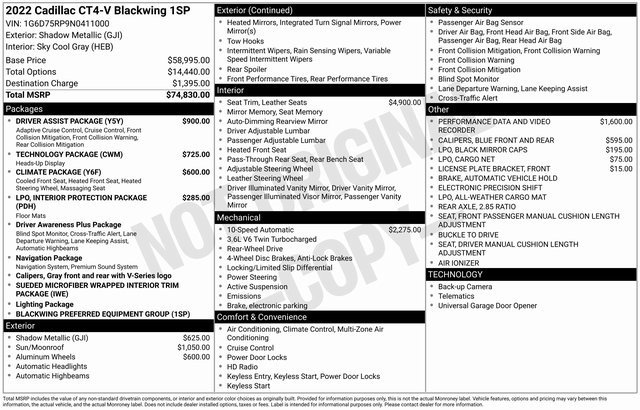 2022 Cadillac CT4 V-Series Blackwing's photo