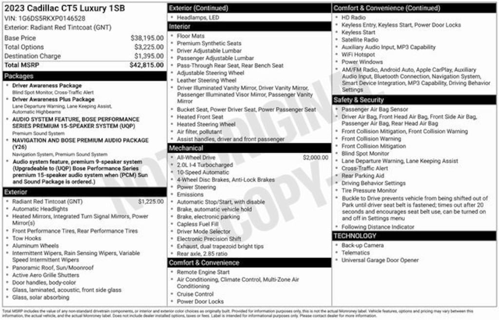 Certified 2023 CADILLAC CT5 Premium Luxury Car