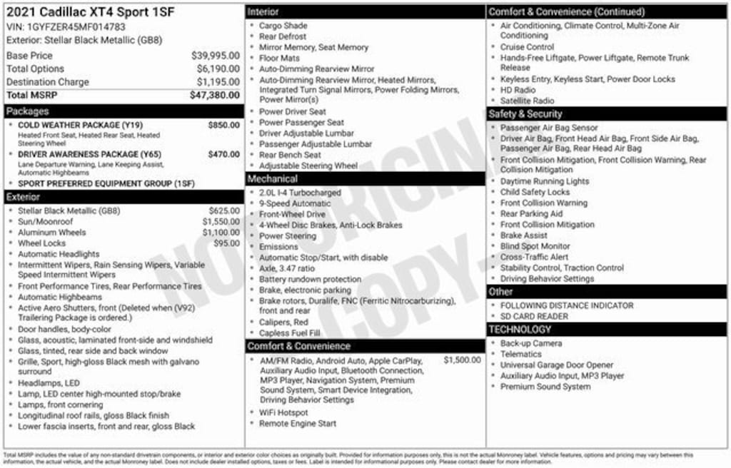 Used 2021 CADILLAC XT4 FWD Sport SUV