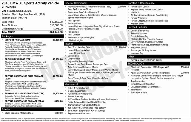2018 BMW X3 xDrive30i