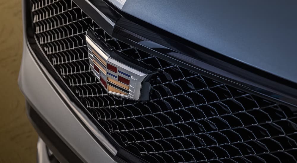 A close up of the grille on a 2024 Cadillac XT4 is shown.