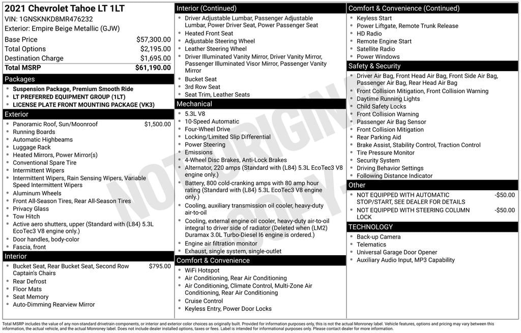 Used 2021 Chevrolet Tahoe LT SUV