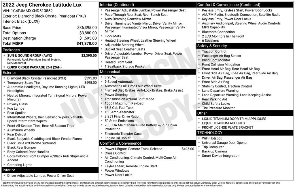 Used 2022 Jeep Cherokee Latitude Lux