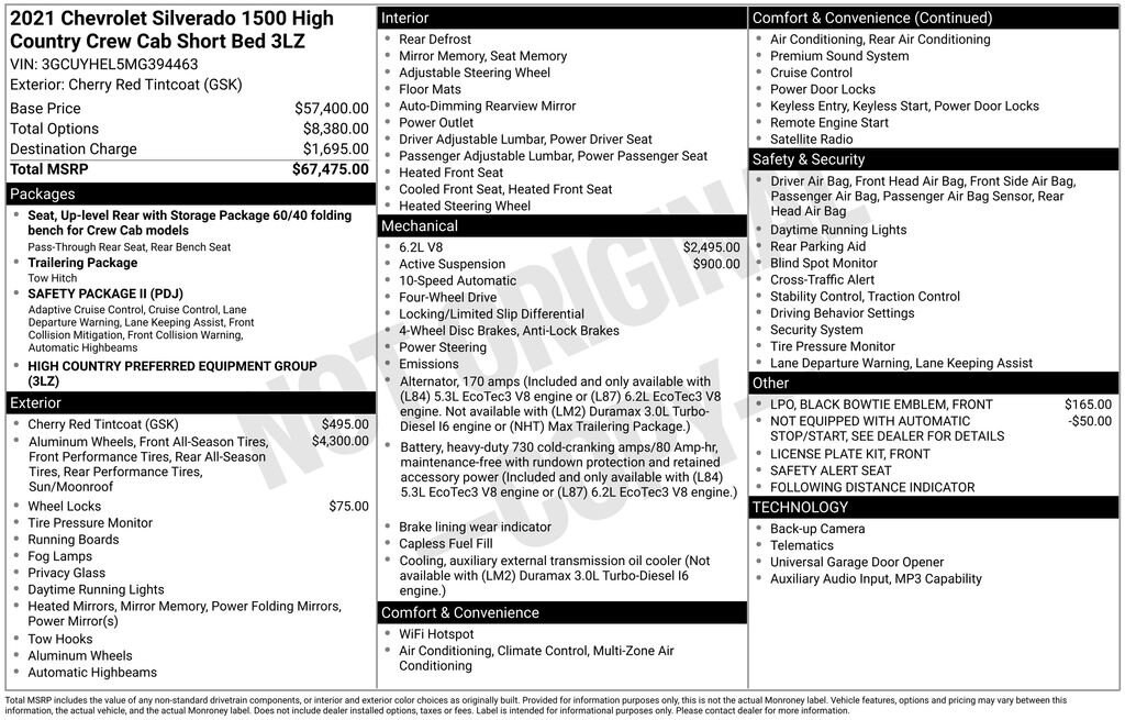Used 2021 Chevrolet Silverado 1500 High Country Truck