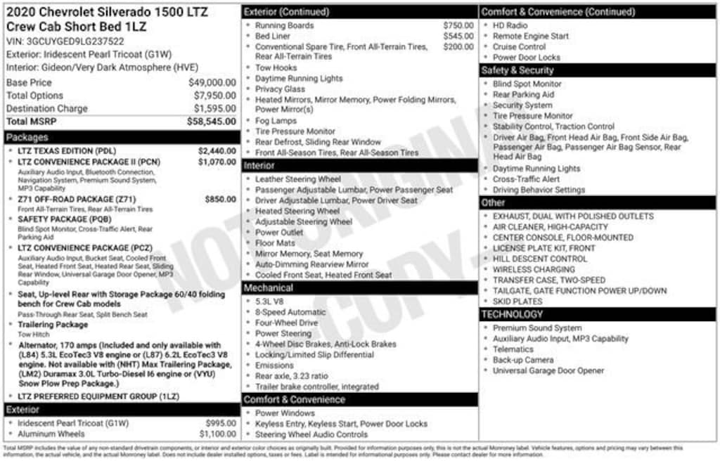 Used 2020 Chevrolet Silverado 1500 LTZ Truck