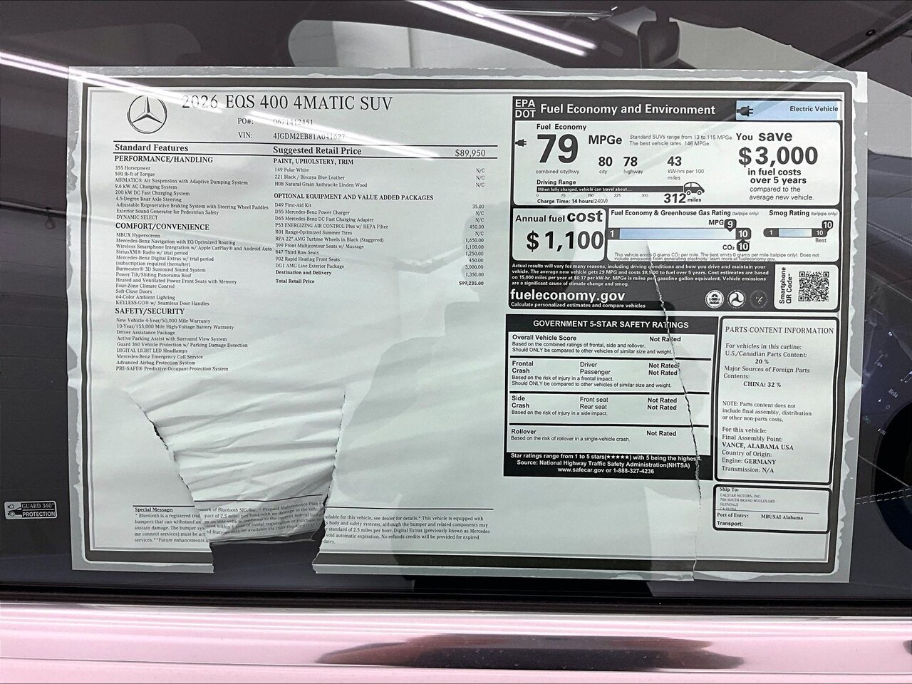 2026 Mercedes-Benz EQS 400 SUV 4MATIC — photo 1 of 17