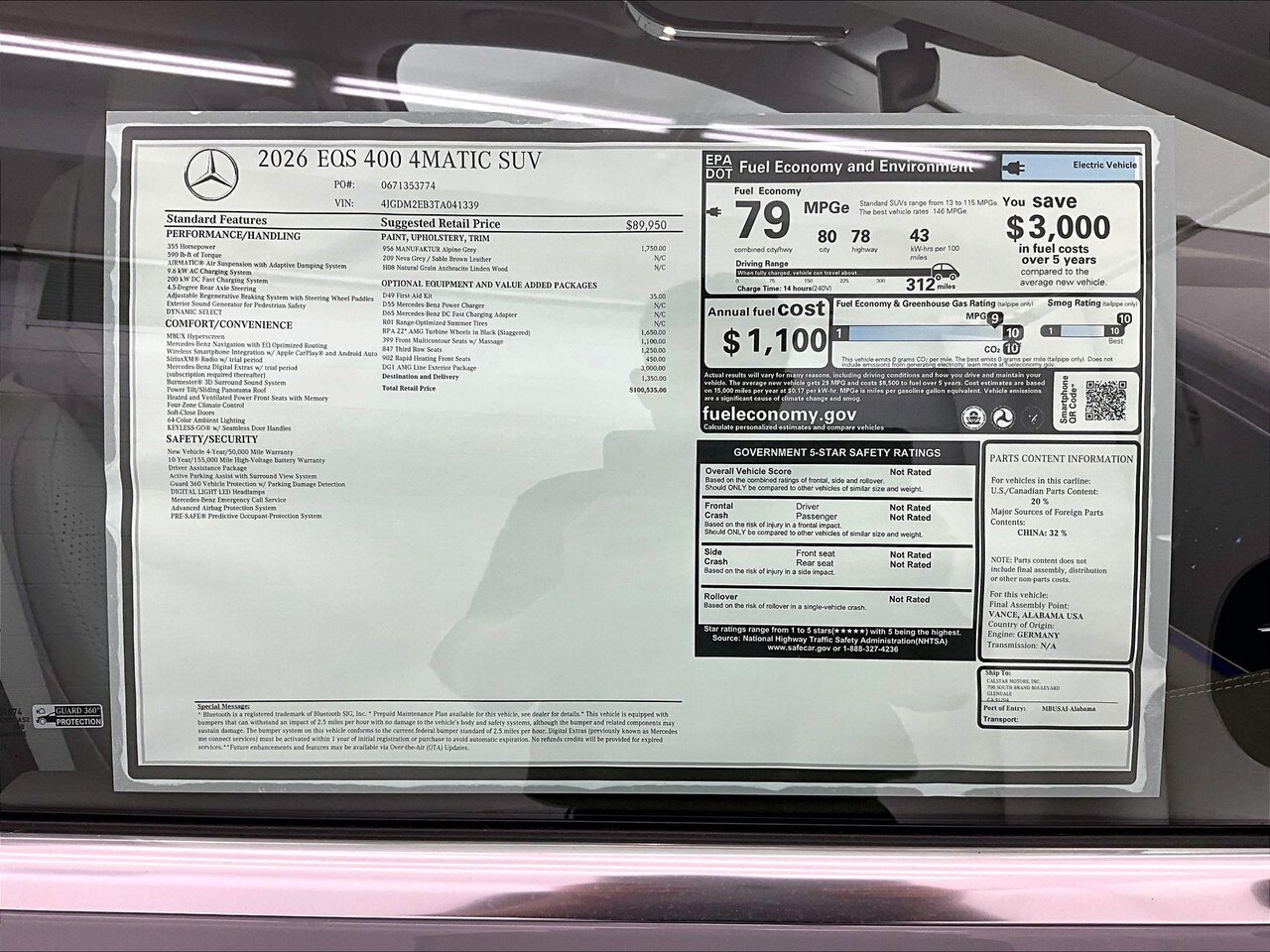 2026 Mercedes-Benz EQS 400 SUV 4MATIC — photo 1 of 17