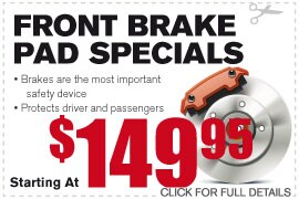 Front Brake Pad Specials
