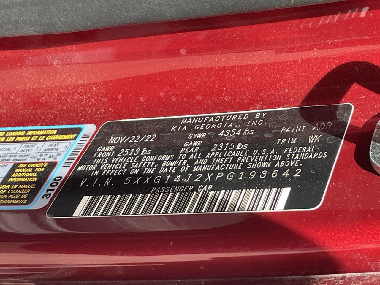 Certified Used 2023 Passion Red Kia LXS image 13