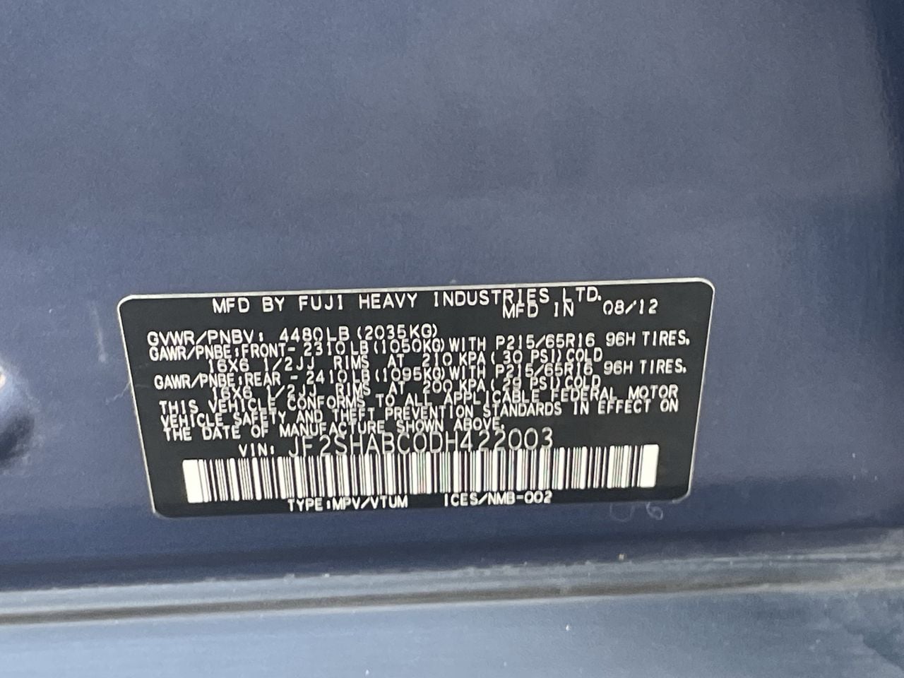 Used 2013 Marine Blue Pearl Subaru 2.5X image 14