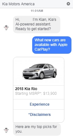 Kia chatbot conversation