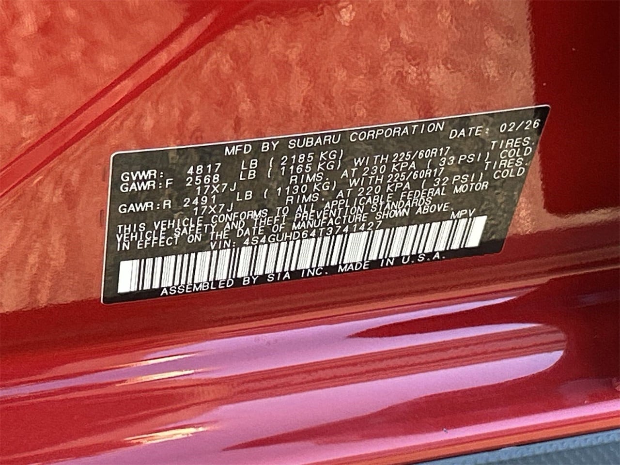 New 2026 Lithium Red Pearl Subaru Premium image 27