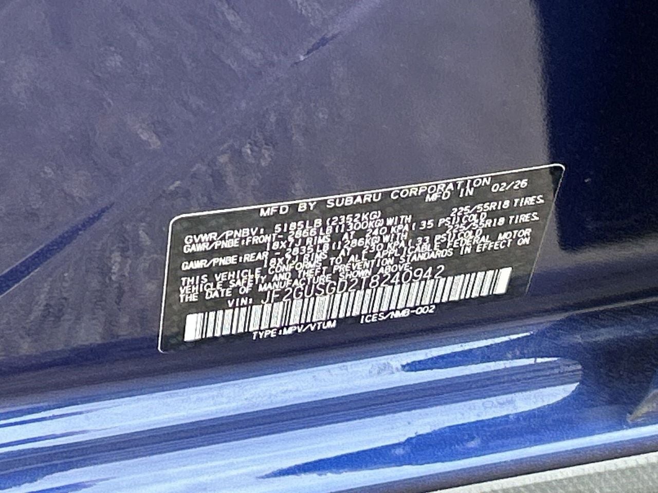 New 2026 Sapphire Blue Pearl Subaru Sport Hybrid image 28