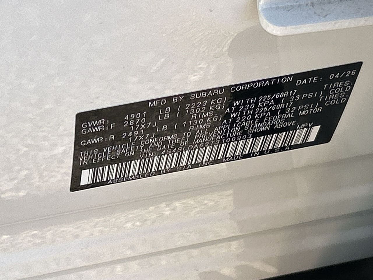 New 2026 Crystal White Pearl Subaru Standard Model image 28