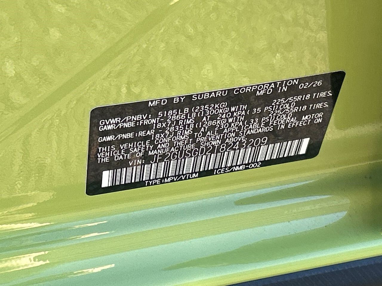 New 2026 Citron Yellow Pearl Subaru Sport Hybrid image 28