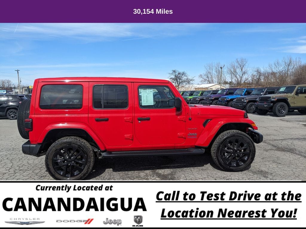 Used 2021 Jeep Wrangler Unlimited Sahara 4XE with VIN 1C4JJXP66MW872268 for sale in Canandaigua, NY