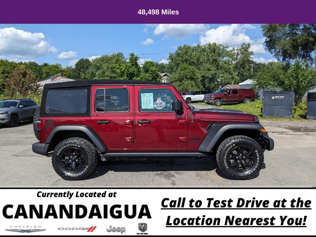 Used 2021 Jeep Wrangler Unlimited Willys with VIN 1C4HJXDG3MW561683 for sale in Canandaigua, NY