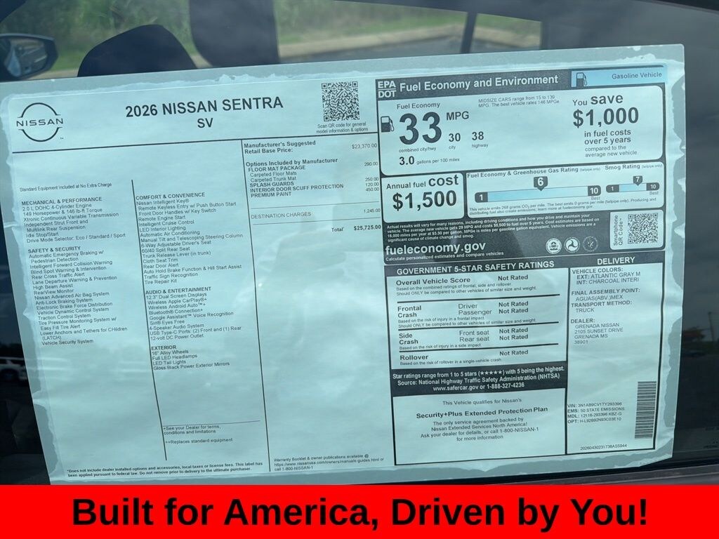 New 2026 Nissan Sentra SV Sedan