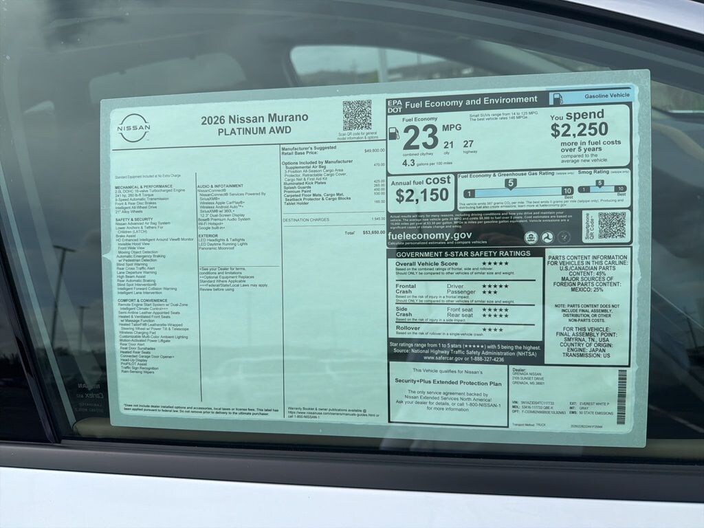 New 2026 Nissan Murano Platinum SUV