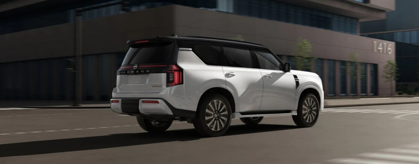 A white 2025 Nissan Armada after leaving a Nissan dealer near Pascagoula.