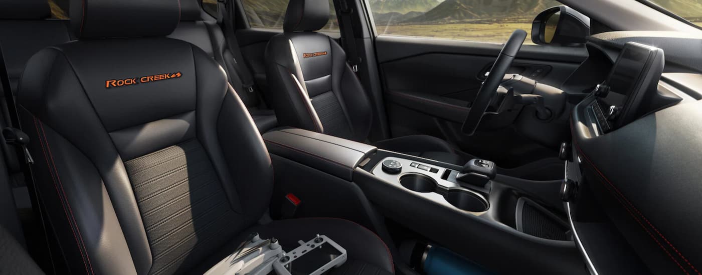 Front leather seats in a 2025 Nissan Rogue Rock Creek