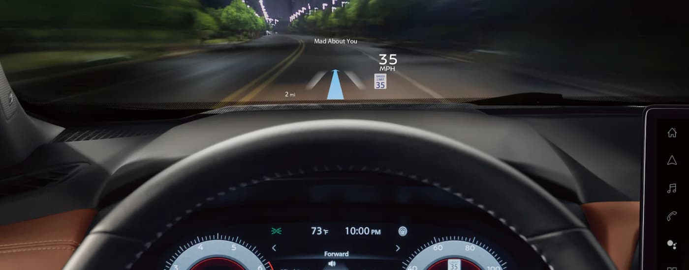 Steering wheel and heads up display in a 2025 Nissan Rogue for sale in Moss Point