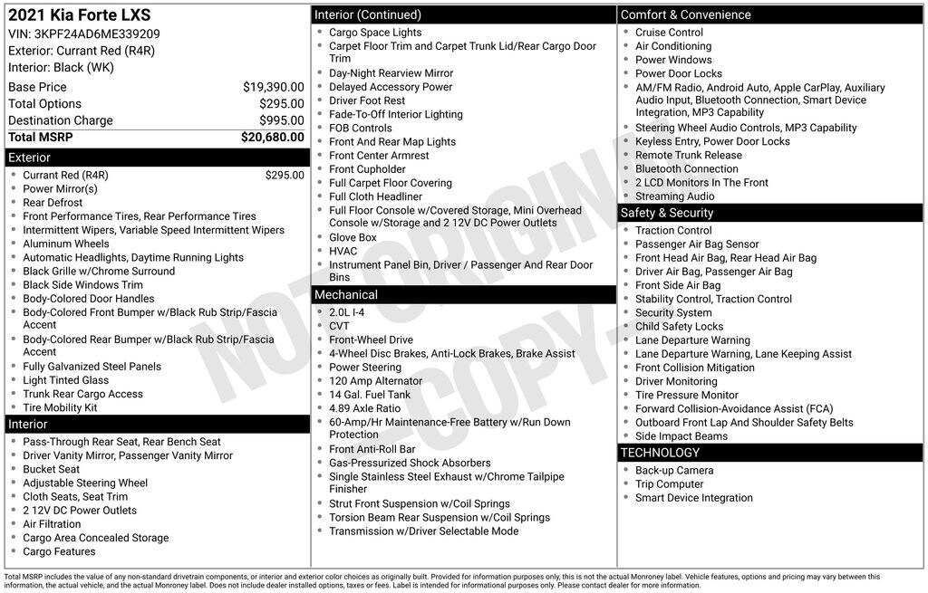 Used 2021 Kia Forte LXS Sedan