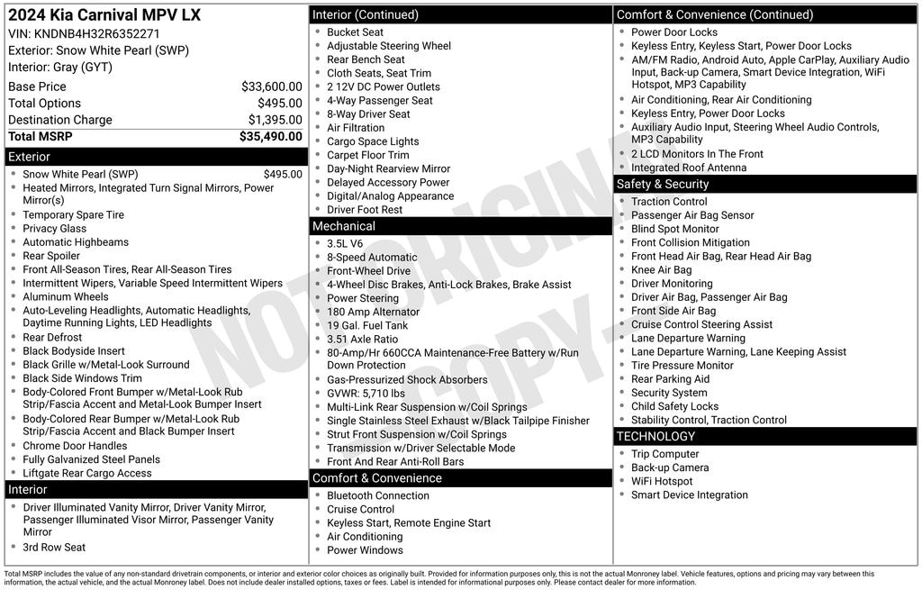 Used 2024 Kia Carnival LX Minivan/Van