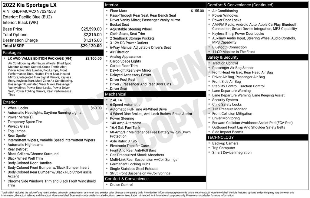 Used 2022 Kia Sportage LX SUV