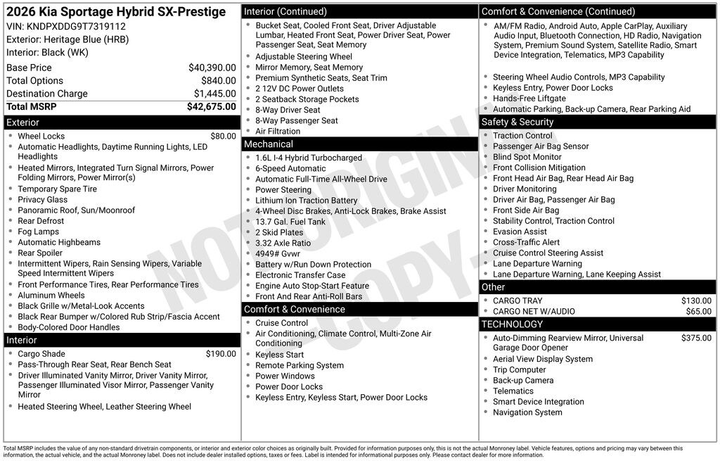 New 2026 Kia Sportage Hybrid SX-Prestige SUV