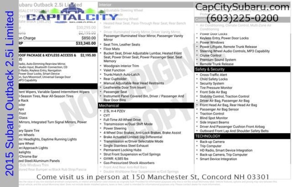 Used 2015 Subaru Outback 2.5i SUV