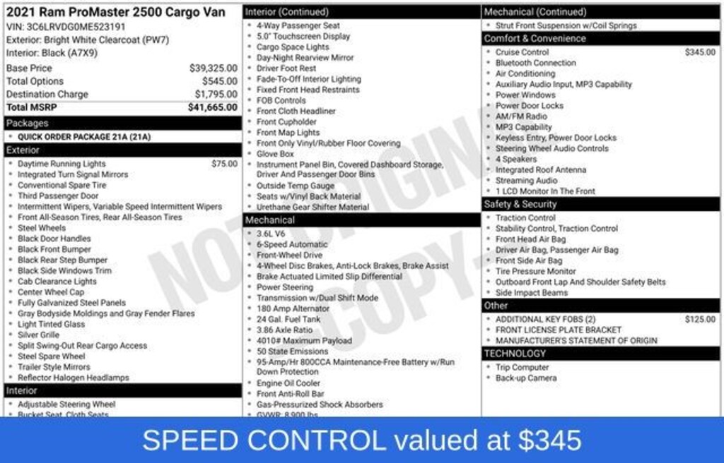 Used 2021 Ram Promaster 2500 High Roof Cargo Van