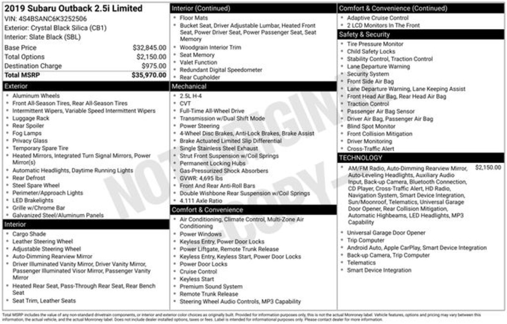 Used 2019 Subaru Outback 2.5i SUV