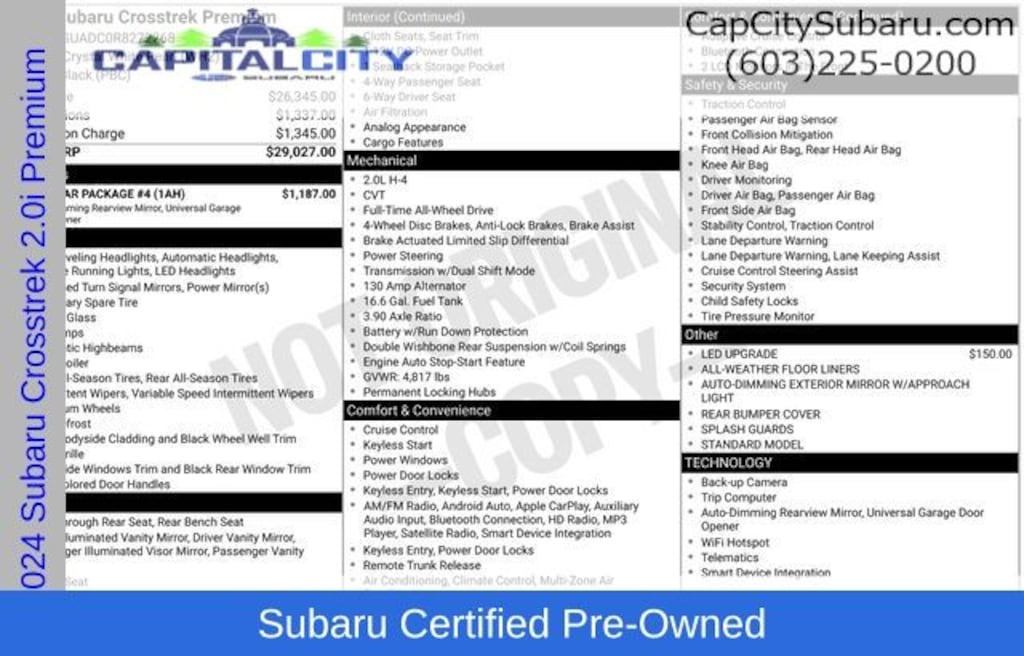 Certified 2024 Subaru Crosstrek Premium SUV