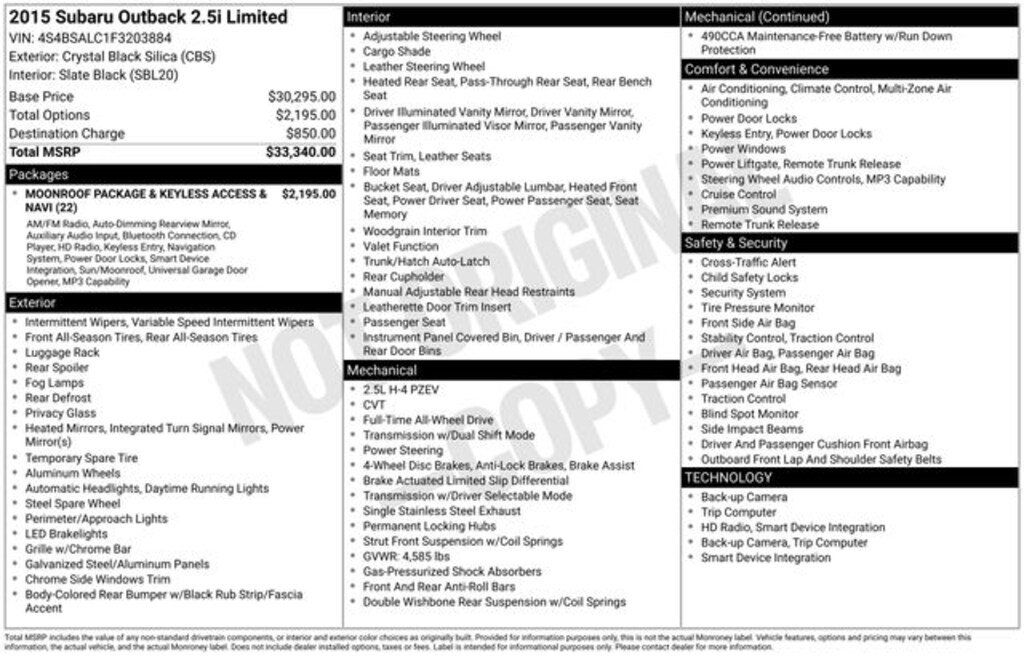 Used 2015 Subaru Outback 2.5i SUV