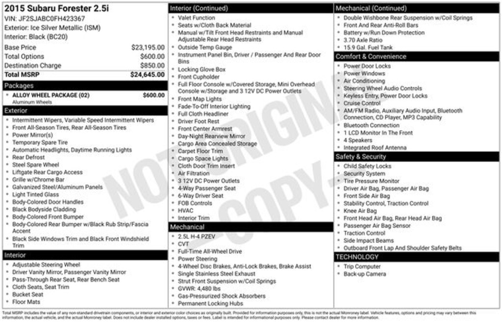 Used 2015 Subaru Forester 2.5i SUV