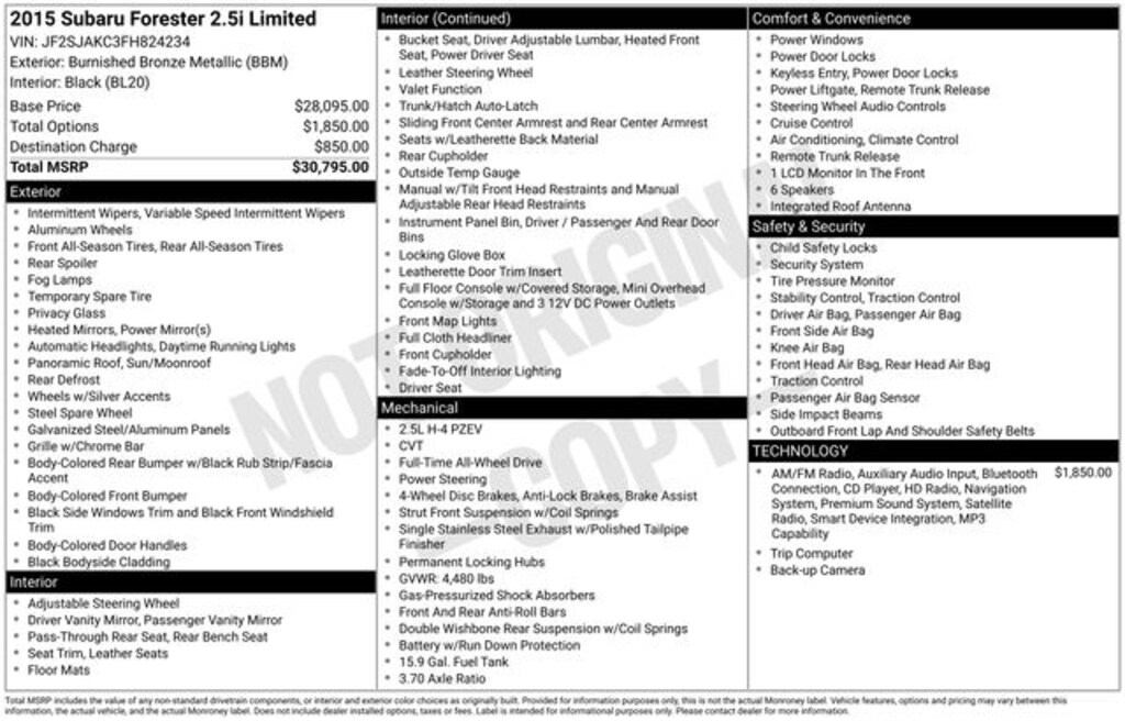 Used 2015 Subaru Forester 2.5i Limited SUV