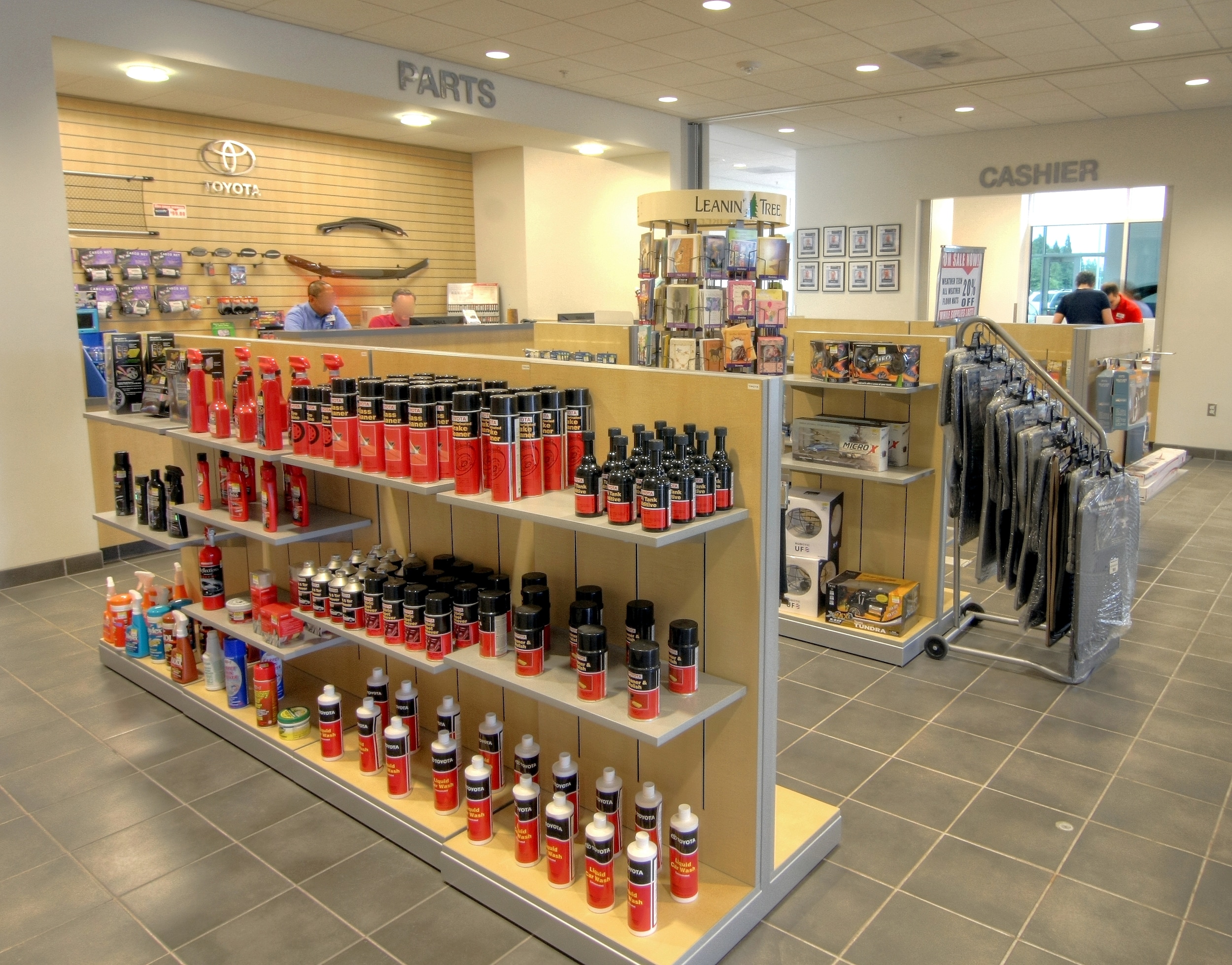 Capitol Toyota parts department, showing shelves of products.
