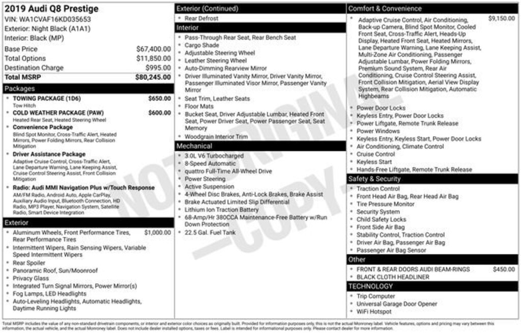 Used 2019 Audi Q8 Prestige