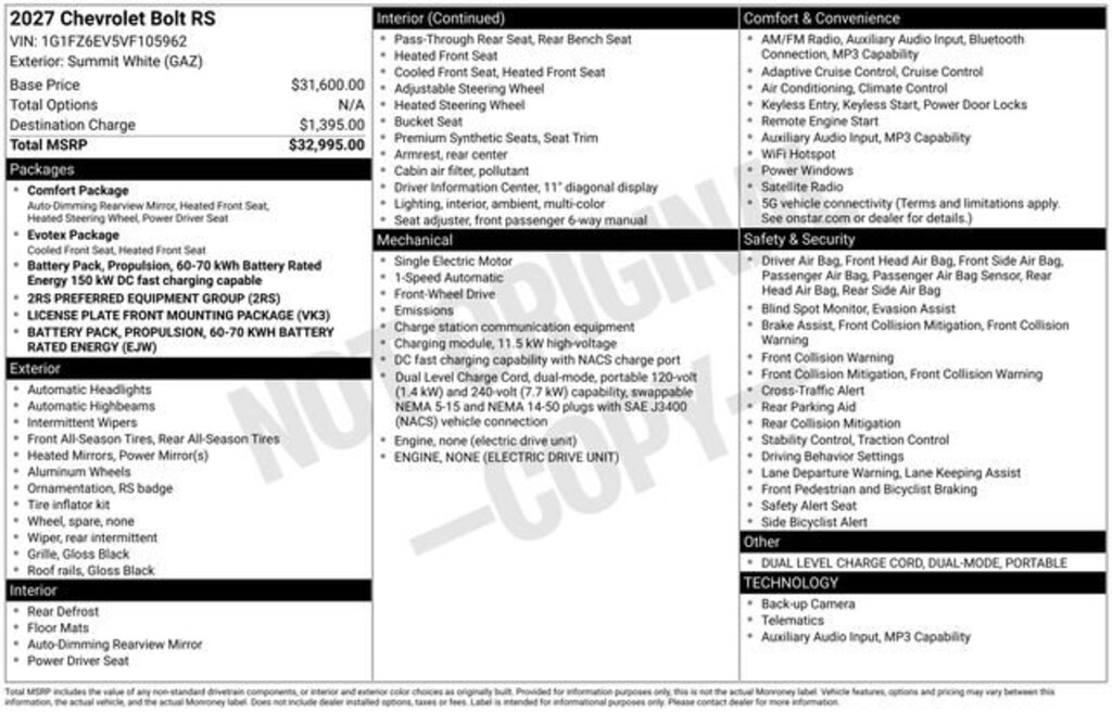 Used 2027 Chevrolet Bolt RS SUV